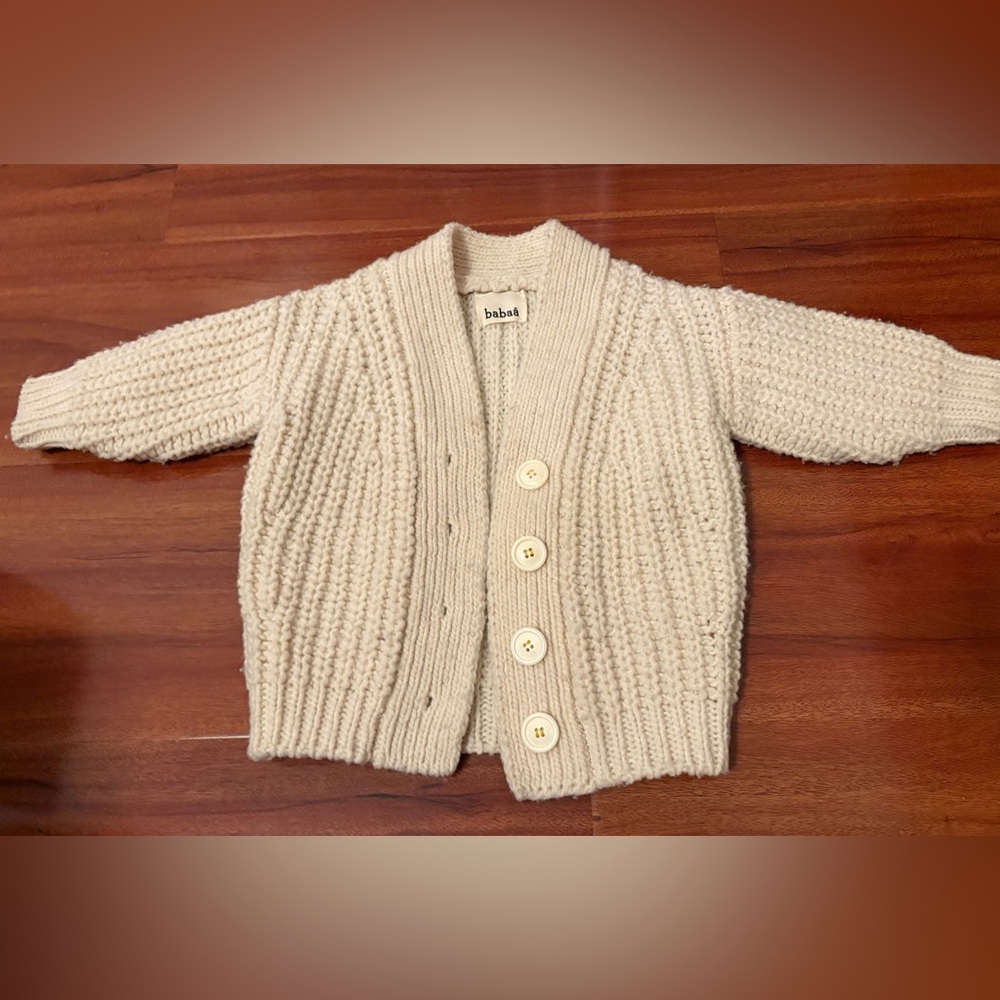 BABAA BABAÀ size 2 toddler kids no 19 eco wool cardigan natural cream
